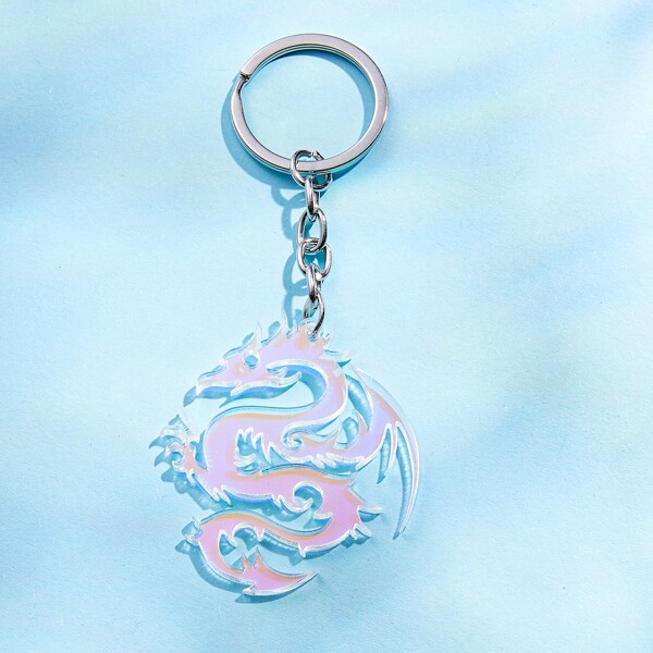 

Men Western Dragon Charm Keychain, Multicolor