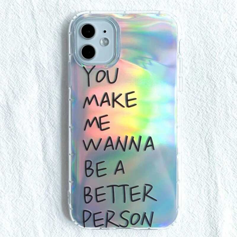 

Slogan Graphic Laser iPhone Case, Multicolor