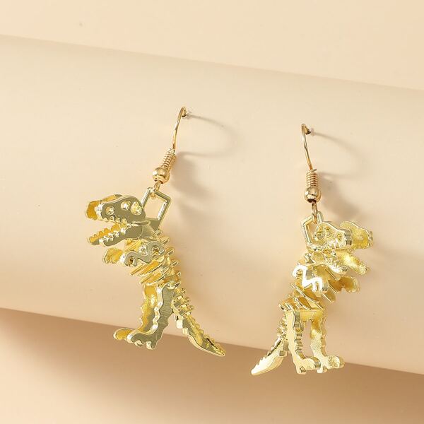 

Dinosaur Charm Drop Earrings, Gold