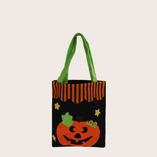 

Kids Halloween Pumpkin Graphic Tote Bag, Black
