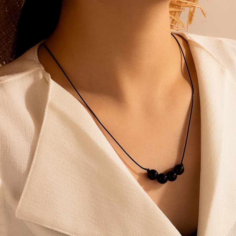 

Ball Pendant Necklace, Black