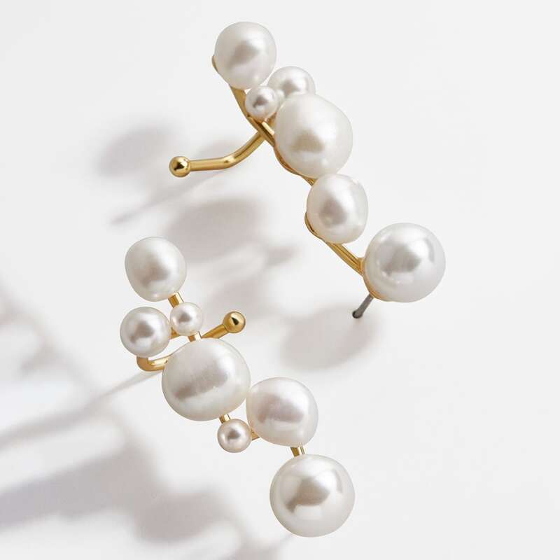 

Faux Pearl Decor Earrings, Gold
