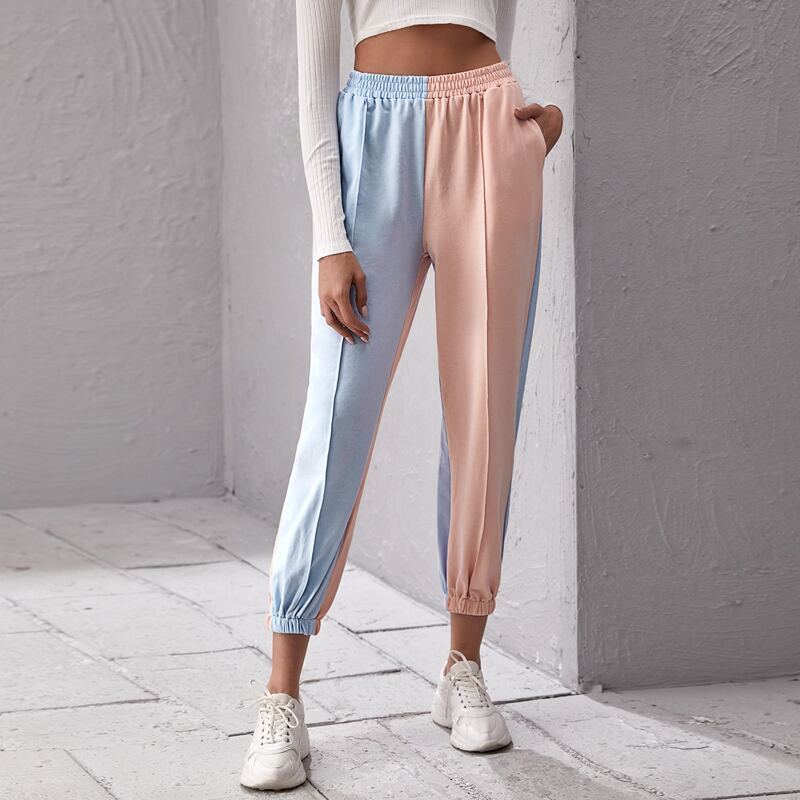 

Two Tone Cropped Sweatpants, Multicolor