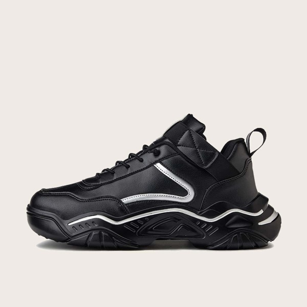 

Men Lace-up Front Chunky Sneakers, Black