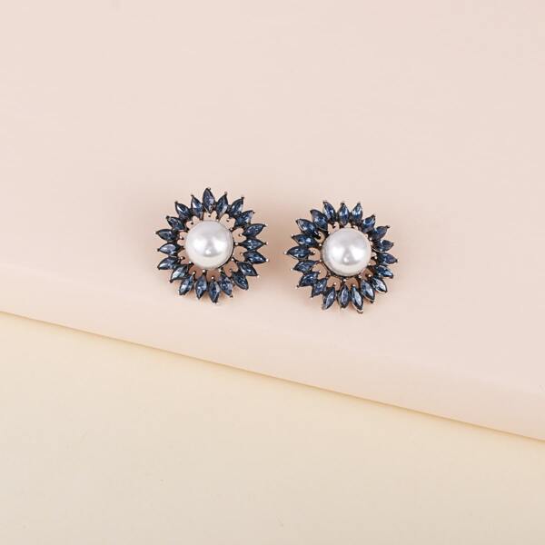

Faux Pearl Stud Earrings, Blue