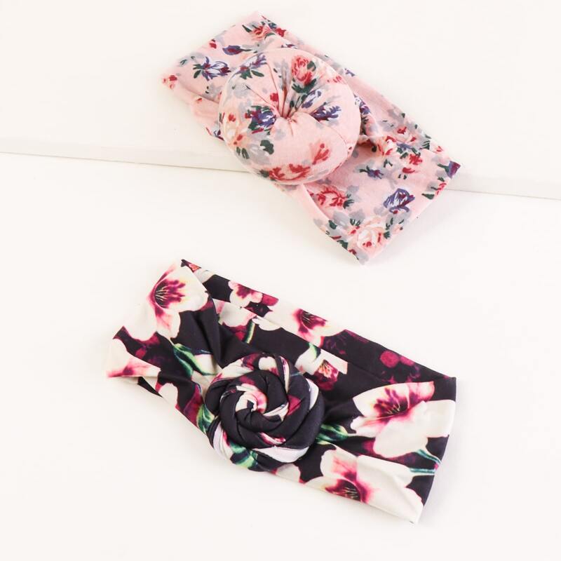 

2pcs Flower Pattern Headband, Multicolor