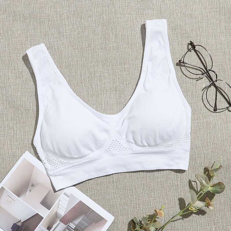 

Solid Hollow Out Sports Bra, White