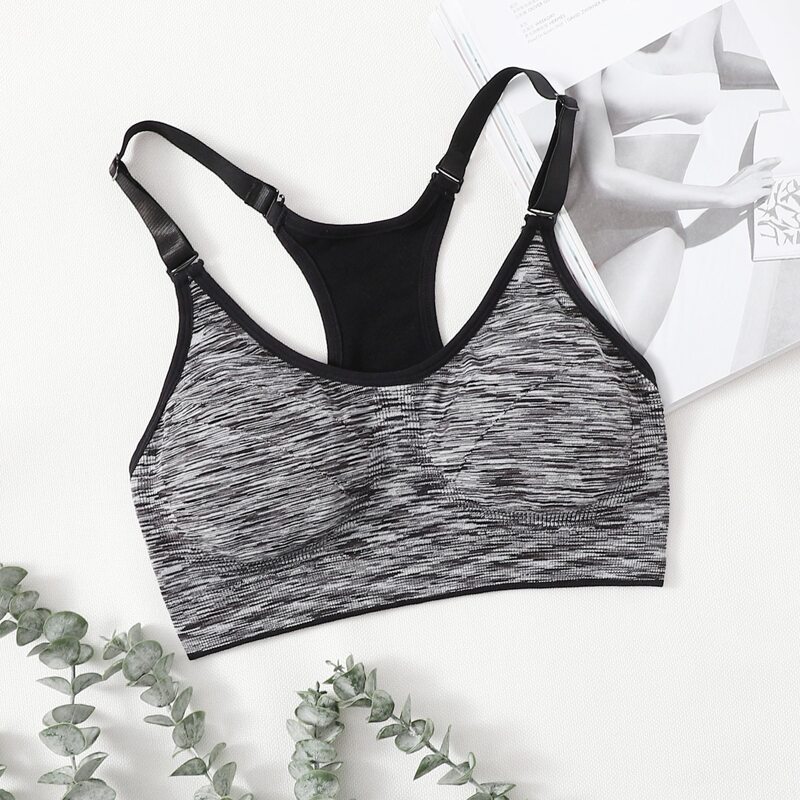 

Adjustable Strap Racer Back Sports Bra, Grey