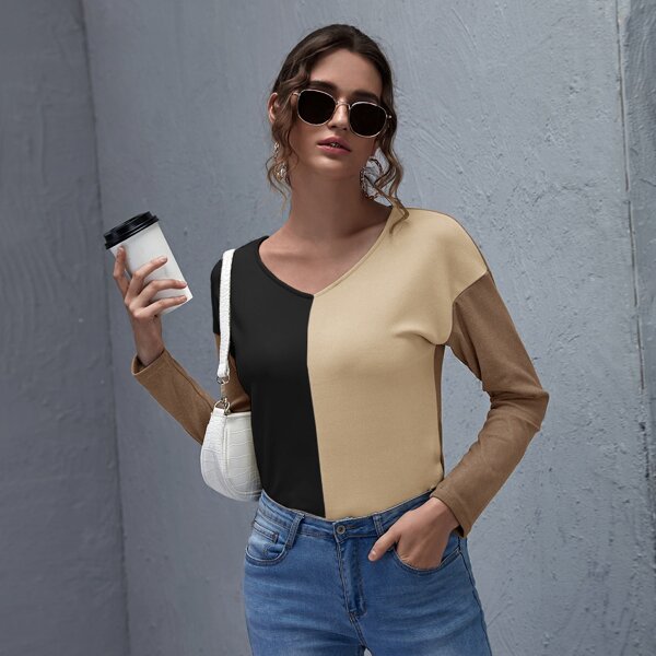 

Drop Shoulder Color Block Tee, Multicolor