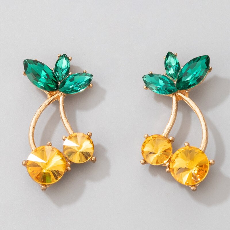 

Rhinestone Cherry Drop Earrings, Multicolor