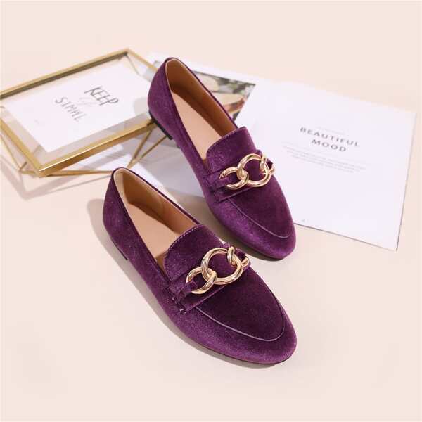 

Chain Decor Loafers, Purple