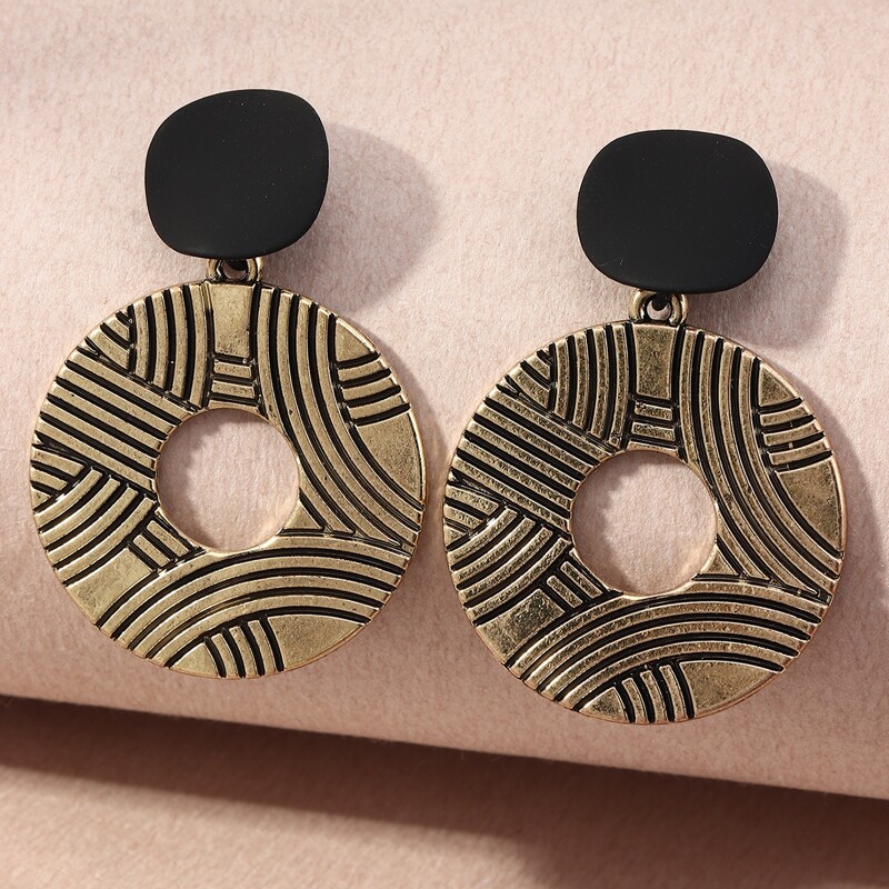 

Textured Round Drop Earrings, Bronze