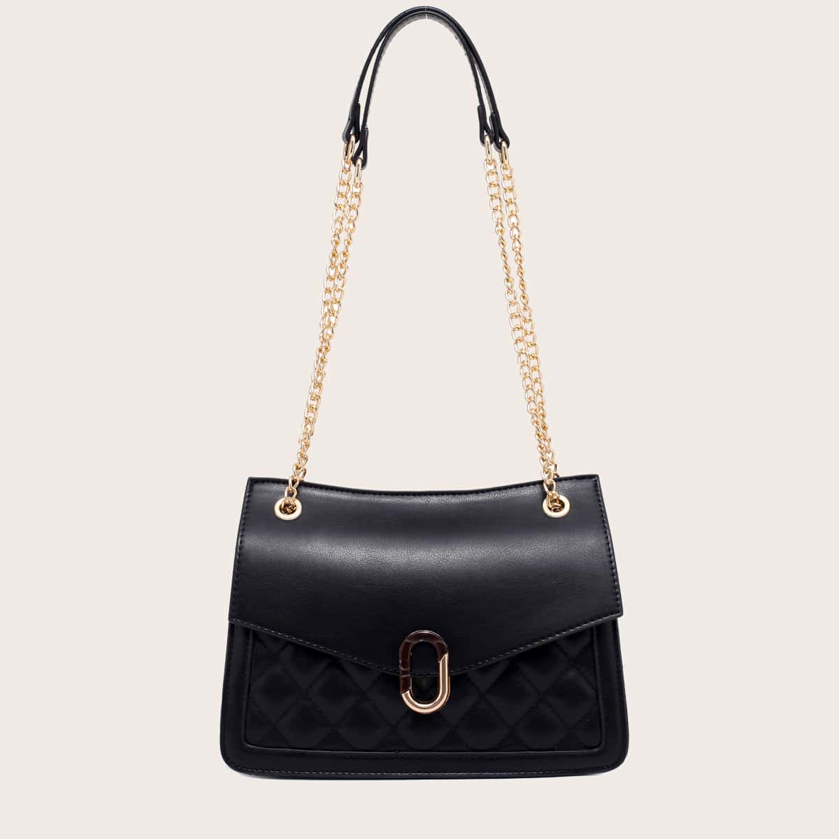 

Quilted Flap Shoulder Bag, Black