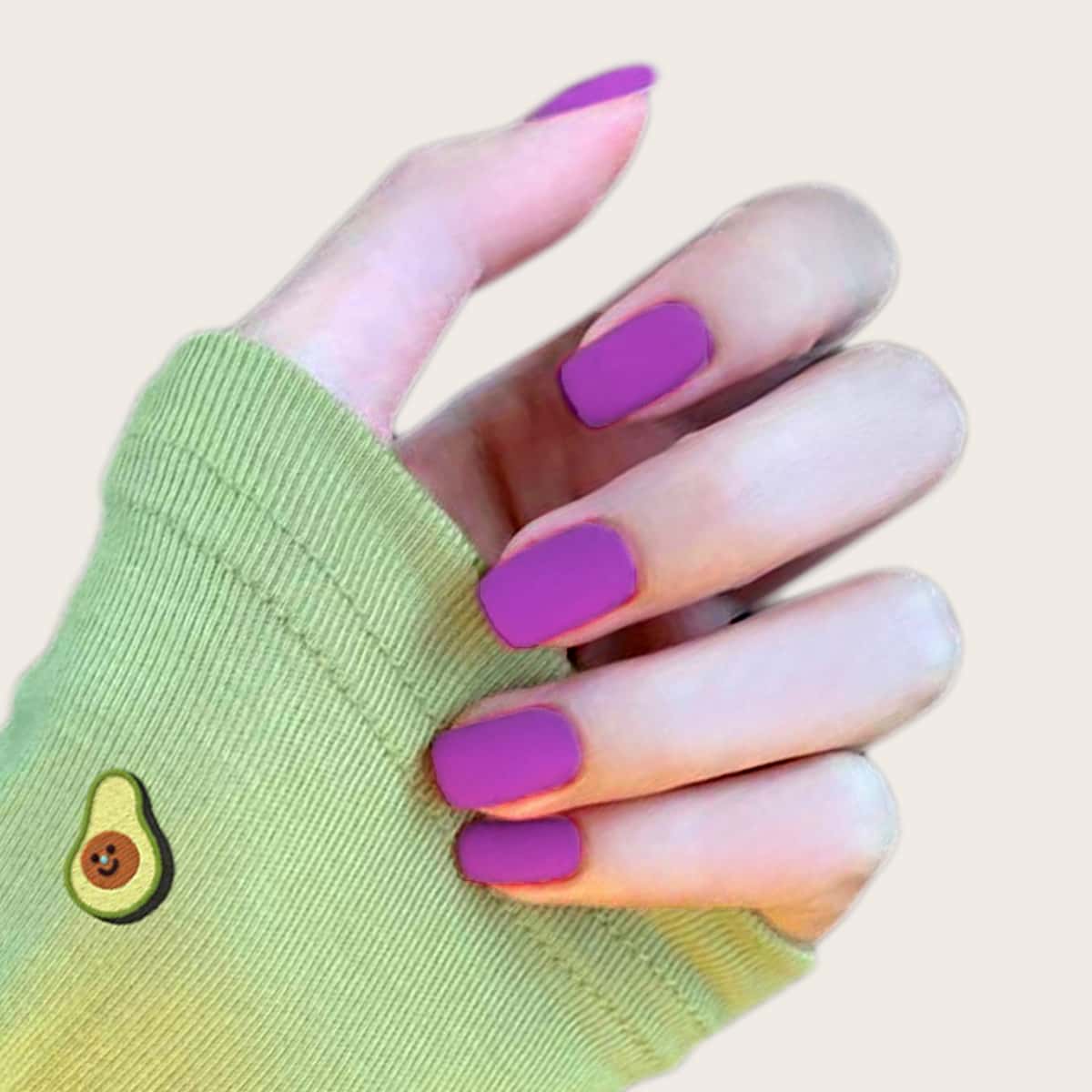 

24pcs Solid Fake Nail & 1sheet Tape, Purple