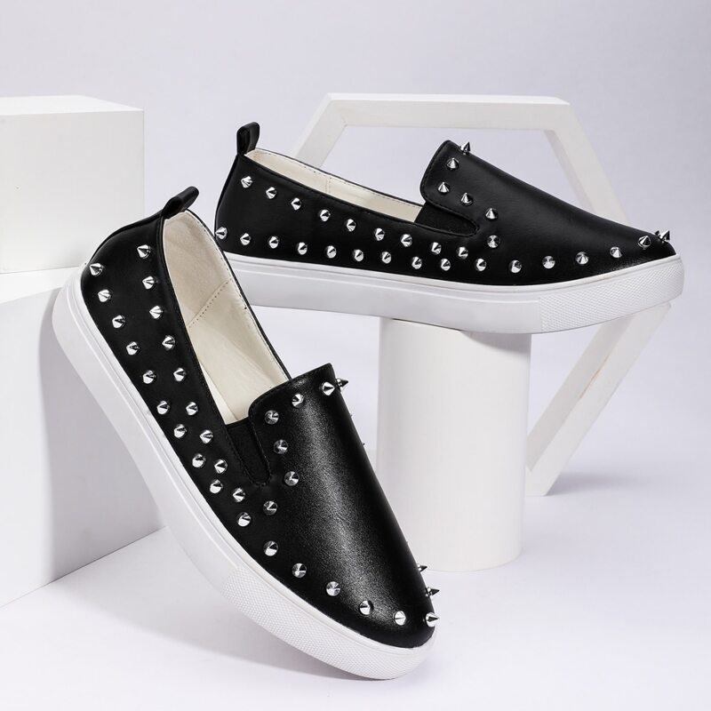 

Spiked Decor Slip On Sneakers, Black