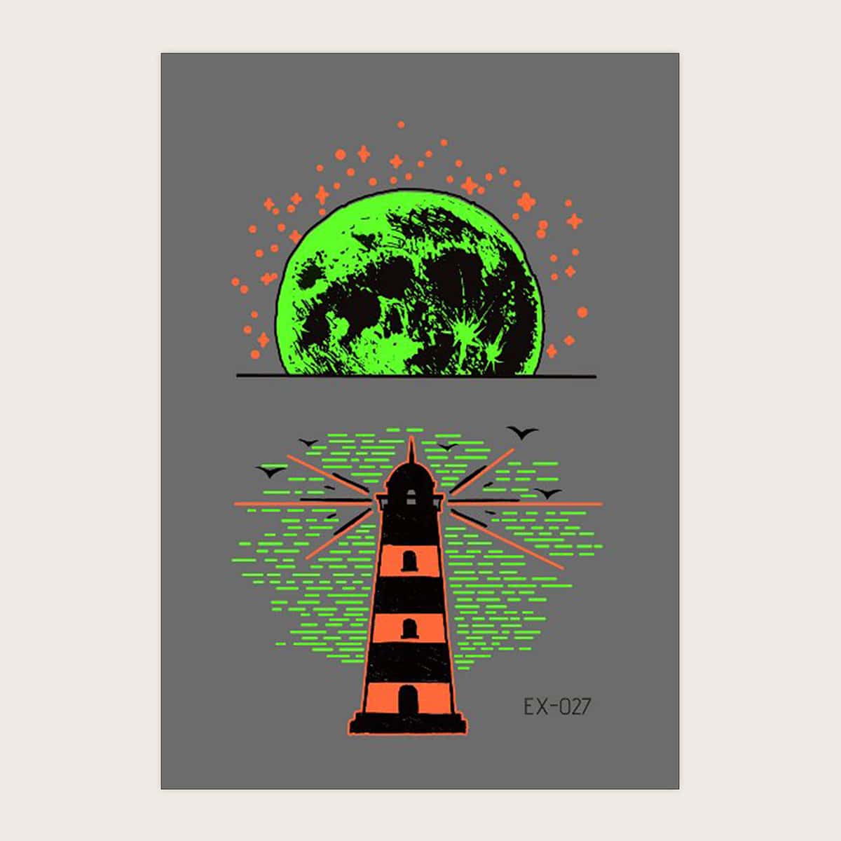 

1sheet Luminous Graphic Tattoo Sticker, Multicolor