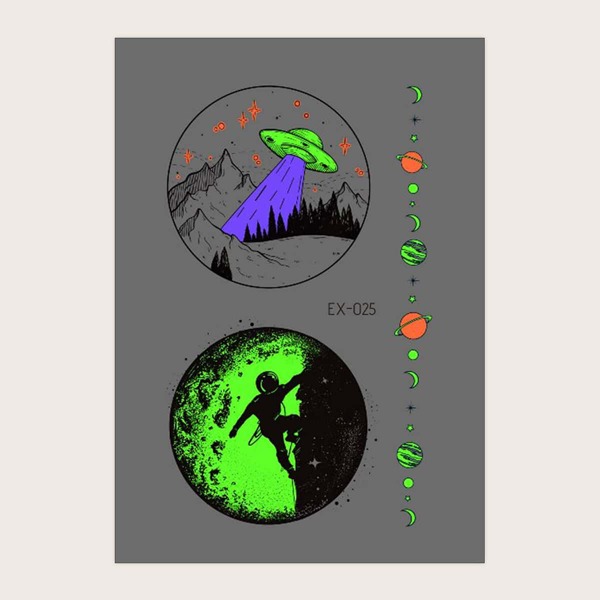 

1sheet Luminous Planet Pattern Tattoo Sticker, Multicolor