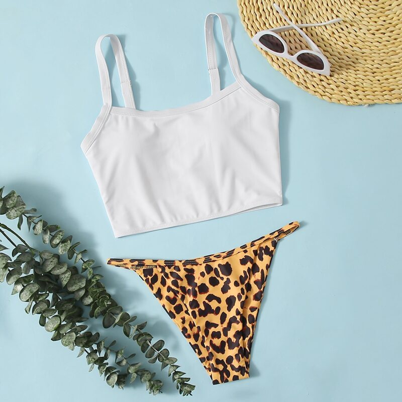 

Leopard Tanga Bikini Swimsuit, Multicolor