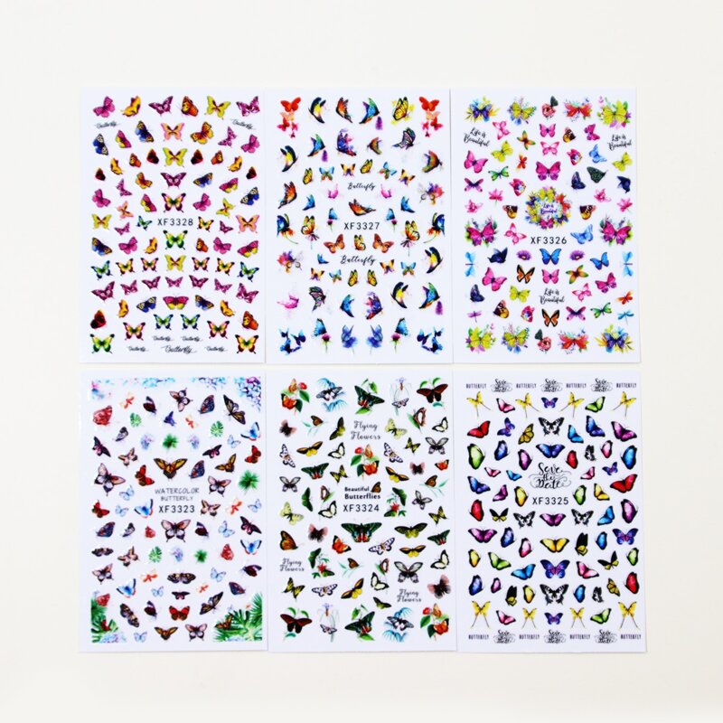 

6sheets Butterfly Nail Art Sticker, Multicolor