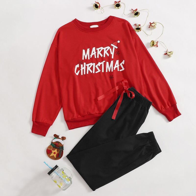 

Christmas Print Sweatshirt & Pants PJ Set, Multicolor