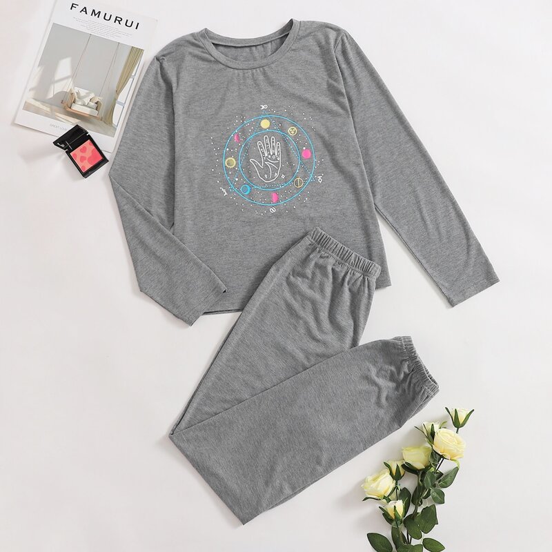 

Hand & Sun Graphic PJ Set, Grey
