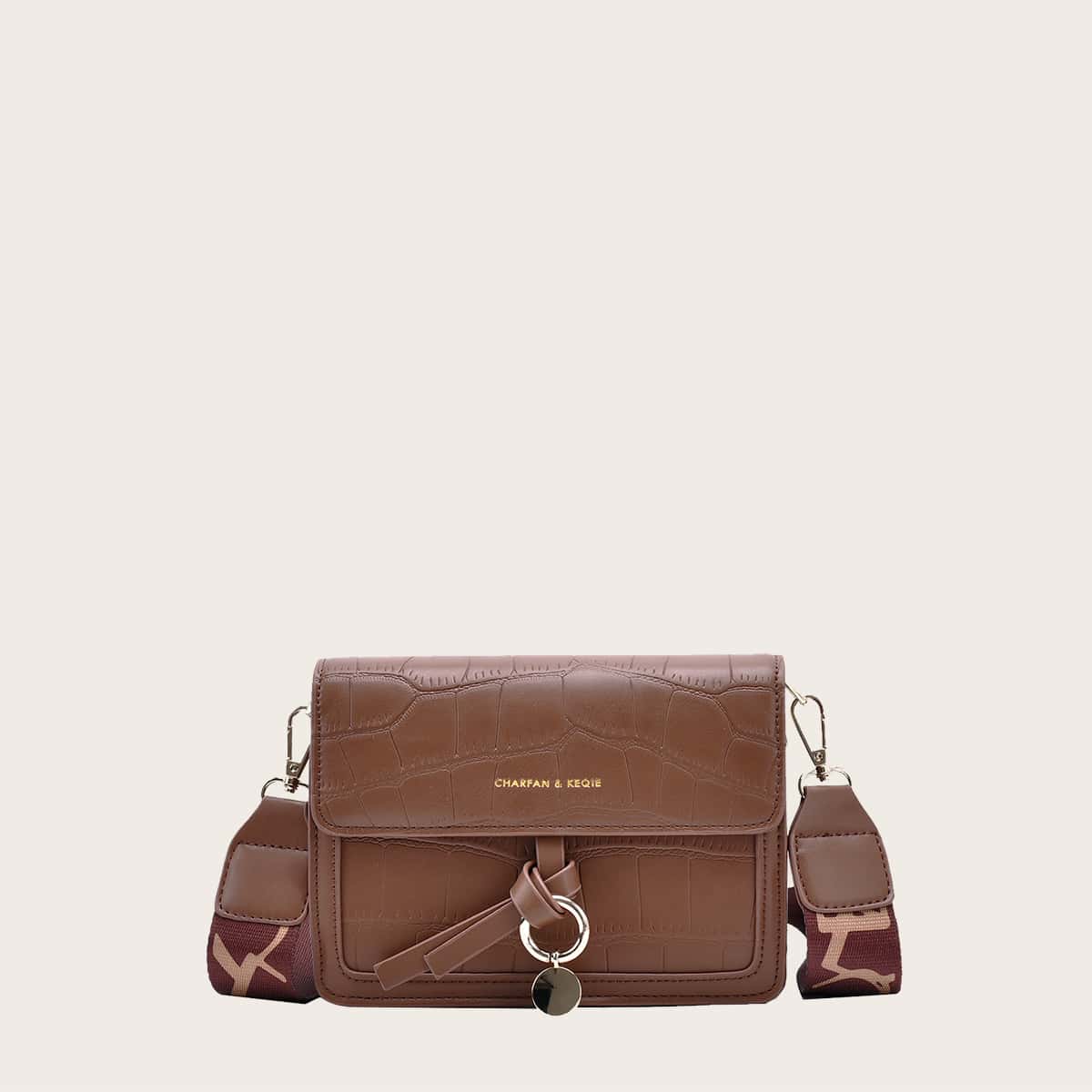 

Croc Embossed Flap Crossbody Bag, Brown