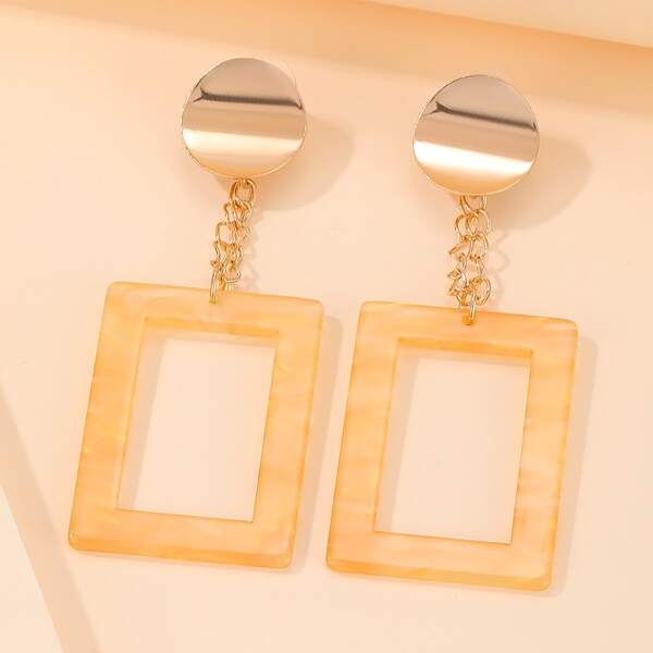 

Acrylic Rectangle Drop Earrings, Gold