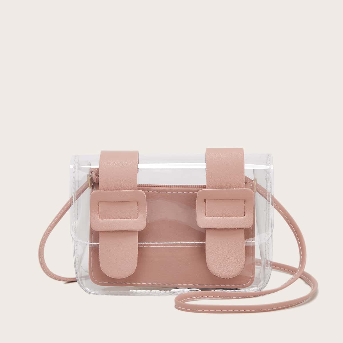 

Clear Crossbody Bag With Inner Pouch, Pink