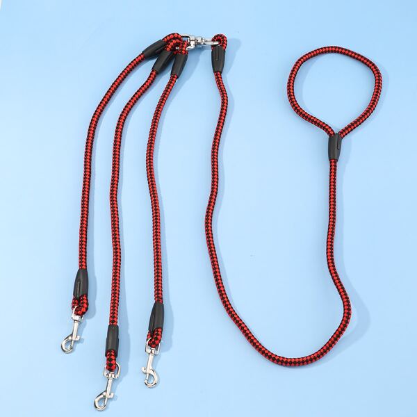 

Three-Ended Dog Leash, Red