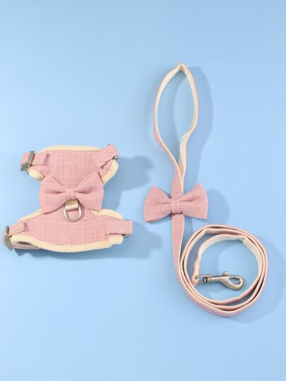 قطعة واحدة مقود حيوانات أليفة طقم مع بعقدة الفراشة معقود & حمالة الصدر & مزخرف بزهر مقود & مضفور الى قطة