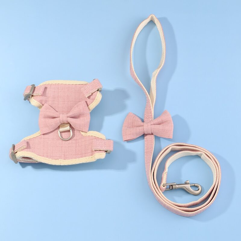 

1pc Bow Decor Cat Harness & 1pc Cat Leash, Pink