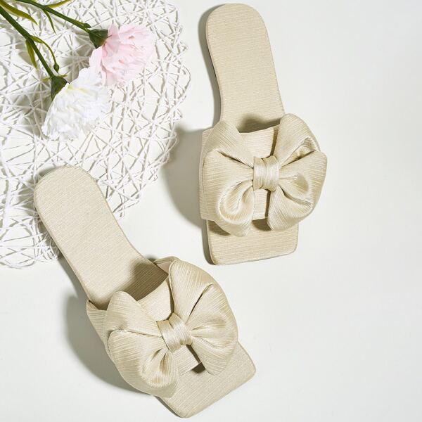 

Bow Decor Slide Sandals, Khaki