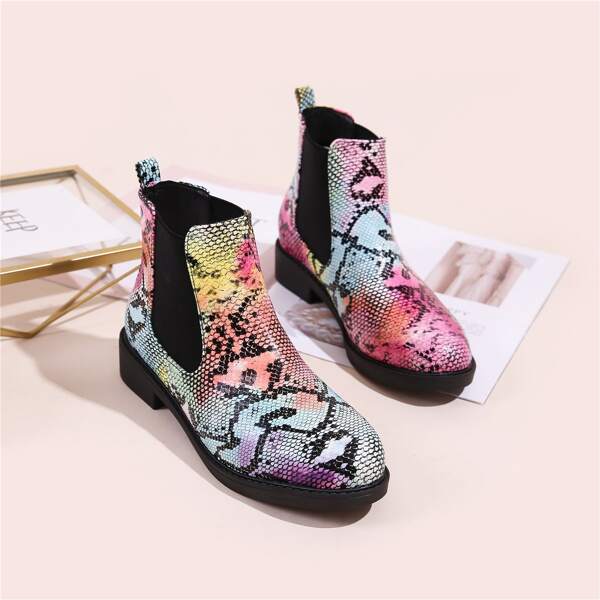 

Snakeskin Print Chelsea Boots, Multicolor