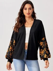 SHEIN LUNE Áo khoác Hoa Giải trí - màu đen - Xem 3