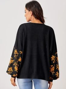 SHEIN LUNE Áo khoác Hoa Giải trí - màu đen - Xem 2