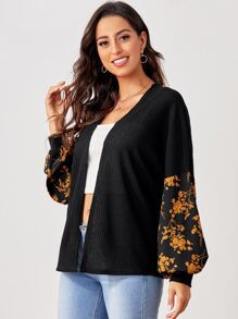 SHEIN LUNE Áo khoác Hoa Giải trí - màu đen - Xem 5