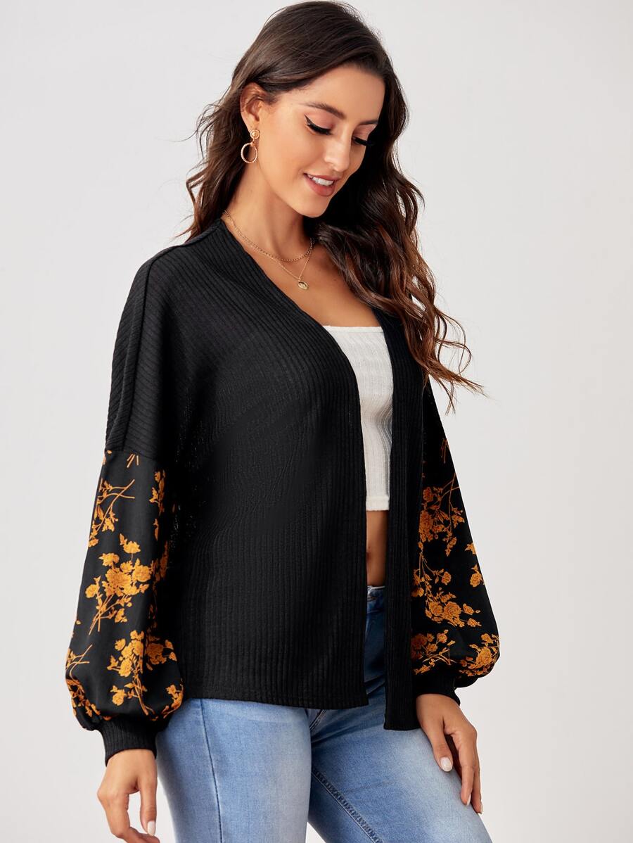 SHEIN LUNE Áo khoác Hoa Giải trí - màu đen - Xem 1