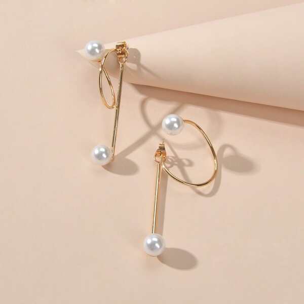 

Faux Pearl Decor Earrings, Gold