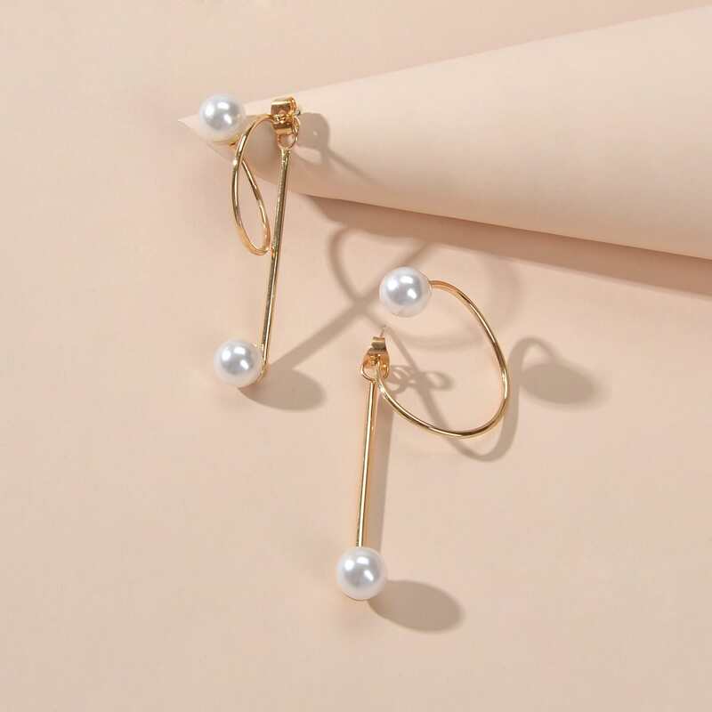 

Faux Pearl Decor Earrings, Gold