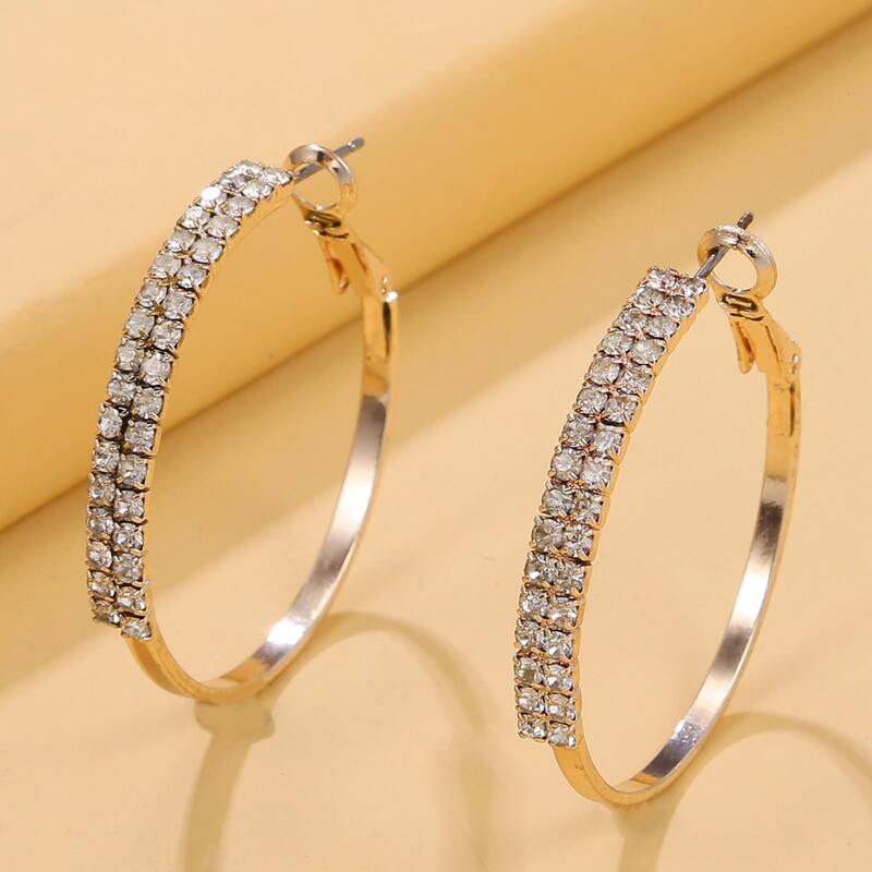 

Rhinestone Hoop Earrings, Rose gold