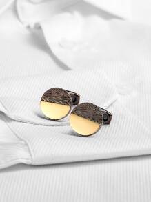 1pair Men Textured Round Cufflink - Multicolor - View 2
