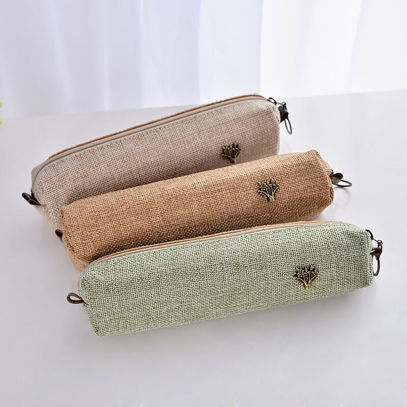 

1pc Random Color Canvas Pencil Case, Multicolor