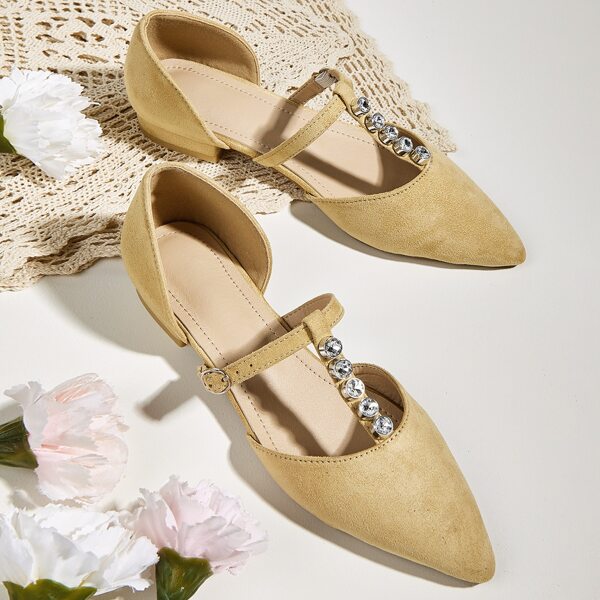 

Rhinestone Decor Two Part Flats, Apricot
