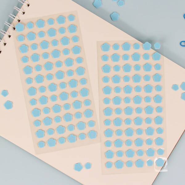 

2sheets Flower Print Sticker, Blue