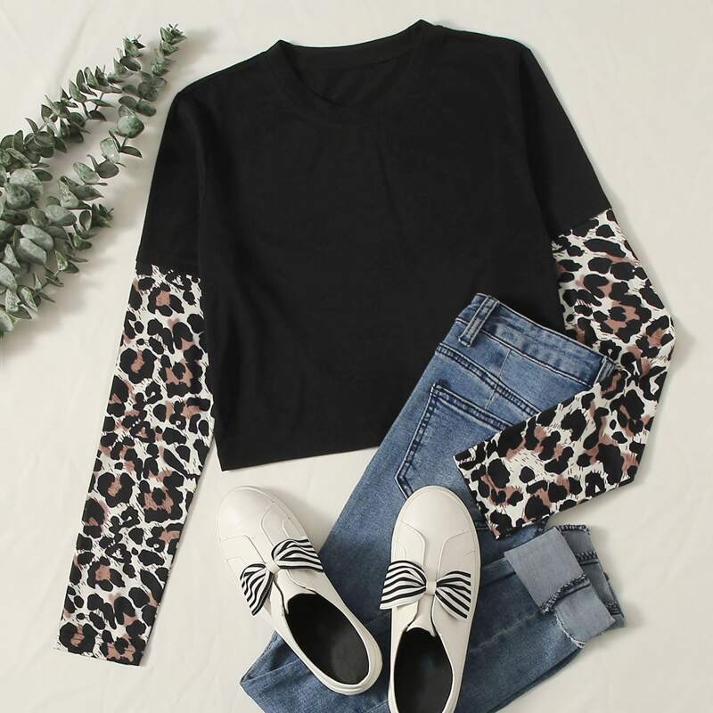 

All Over Print Sleeve Crop Tee, Multicolor