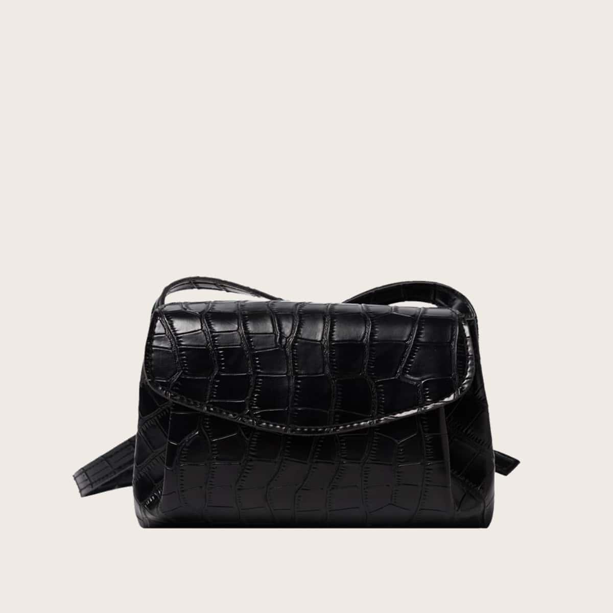 

Croc Embossed Crossbody Bag, Black