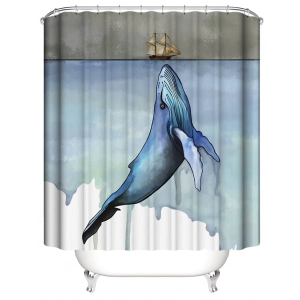 

Whale Print Shower Curtain, Multicolor