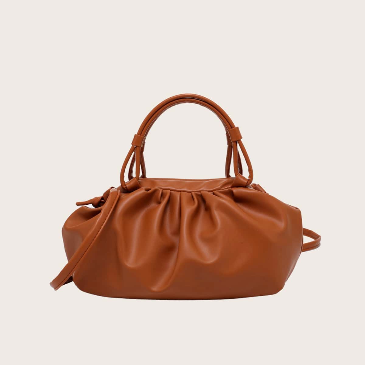 

Solid Ruched Bag, Brown