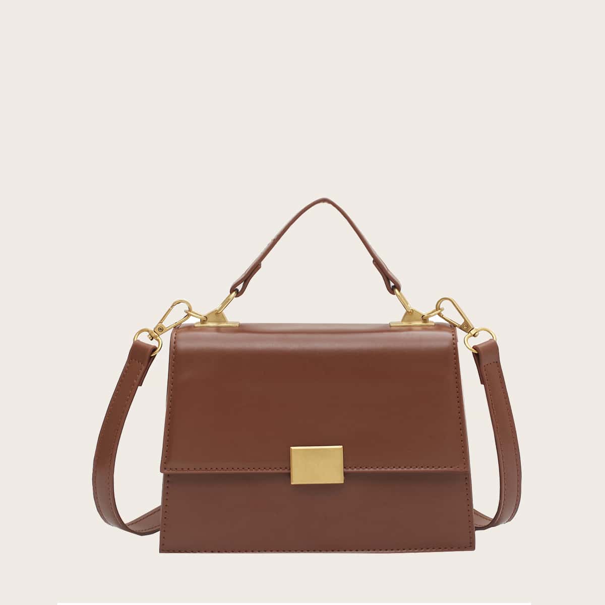 

Top Handle Flap Satchel Bag, Brown