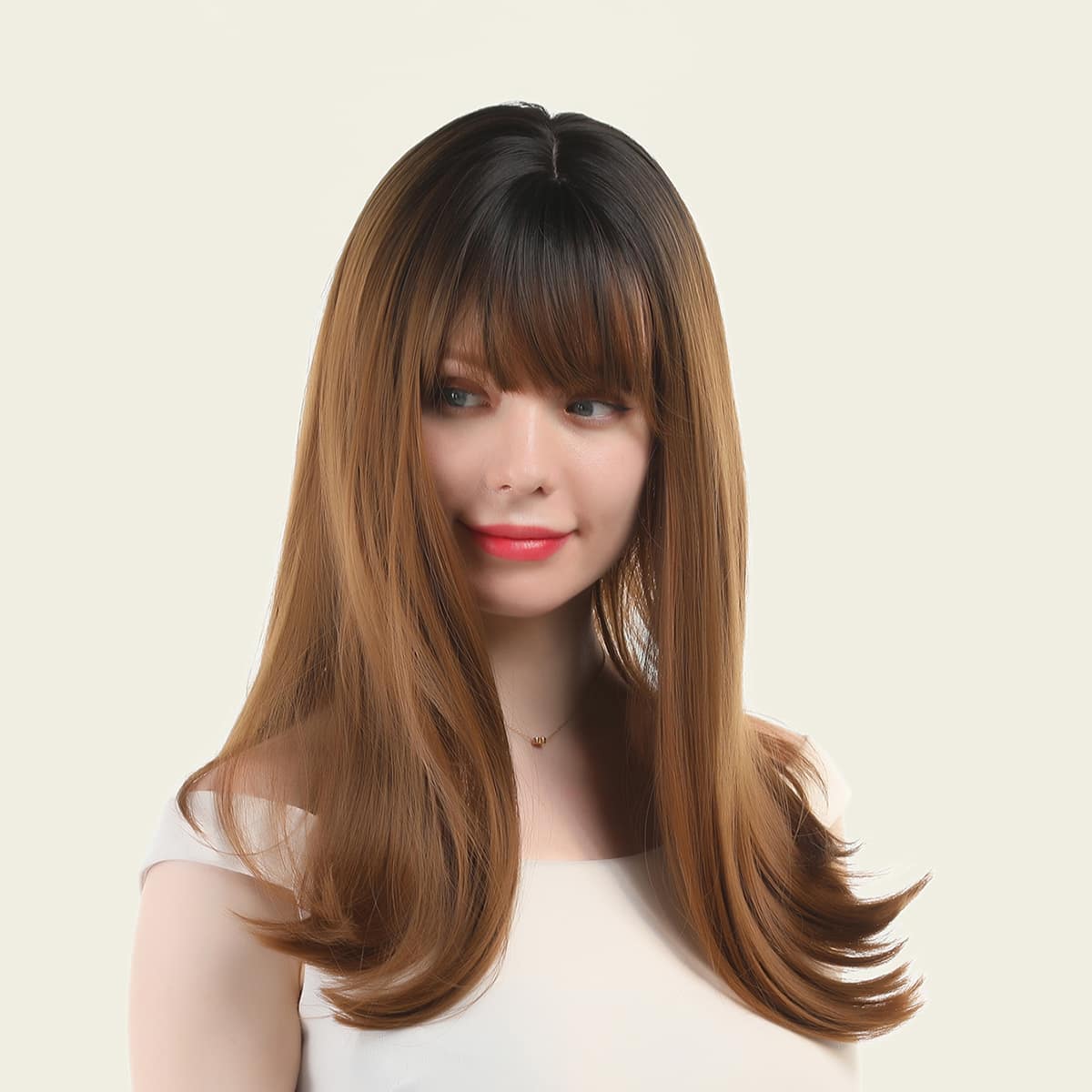 

Natural Long Wig With Bangs, Brown